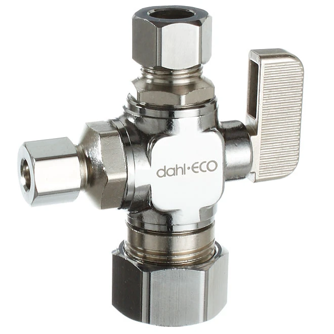 Dahl Dual Outlet Straight Valve - 5/8" X 3/8" X 1/4" OD 1 Dahl Dual Outlet Straight Valve - 5/8" X 3/8" X 1/4" OD